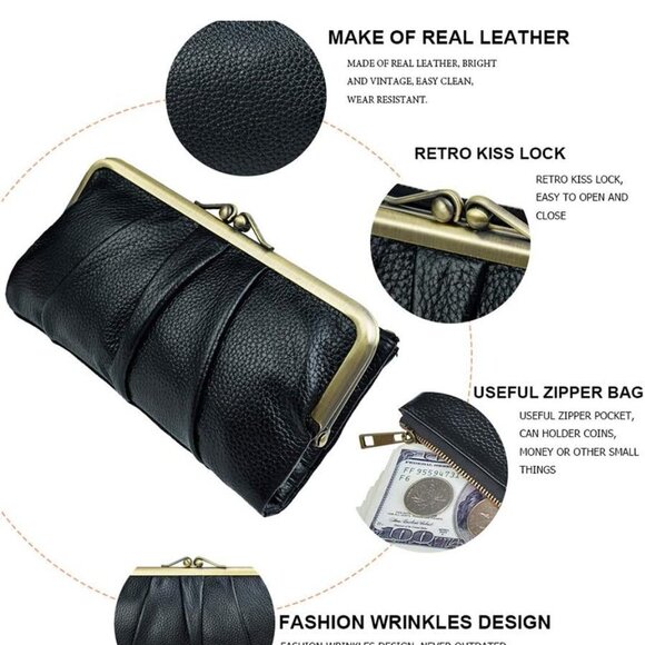 Soft Leather Wallets for Women Compact Bifold RFID Clutch Wallet Ladies Coin Pur - Picture 3 of 8